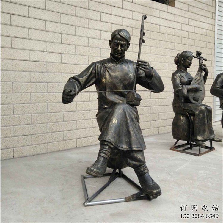 拉二胡雕塑選用，廣場雕塑，民俗人物雕塑廠家選用