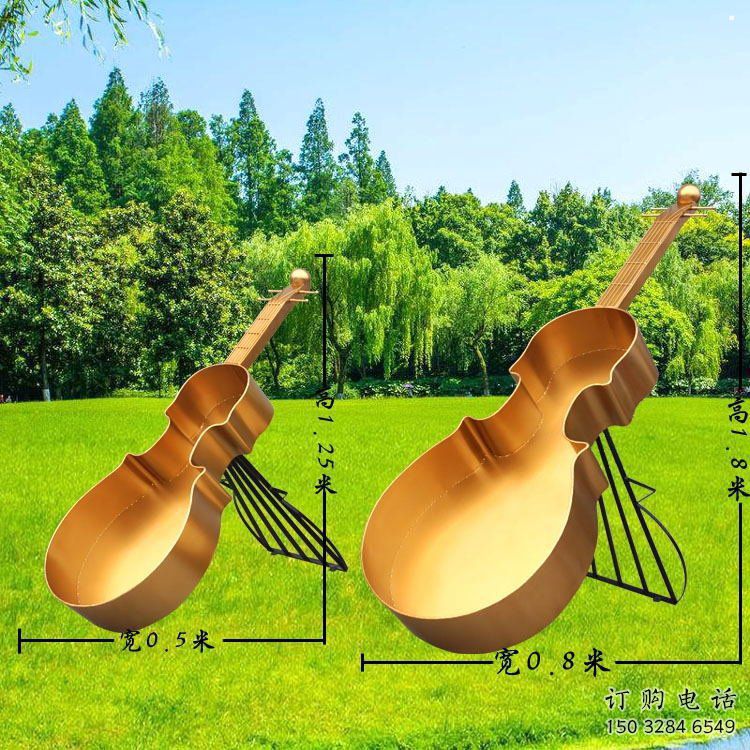 小提琴雕塑訂做，美陳雕塑，烤漆提琴雕塑批發(fā)