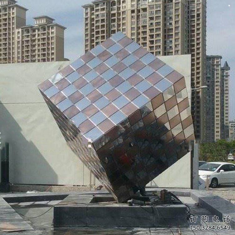 方塊雕塑制造商，美陳雕塑，不銹鋼方塊雕塑精品