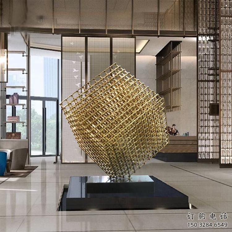 立方體雕塑訂做，戶外雕塑，鏤空立方體雕塑廠家