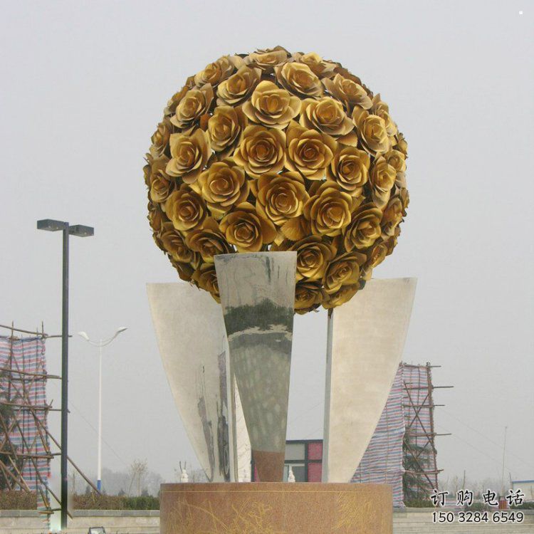 花球雕塑精選，市標雕塑，不銹鋼花球雕塑廠家