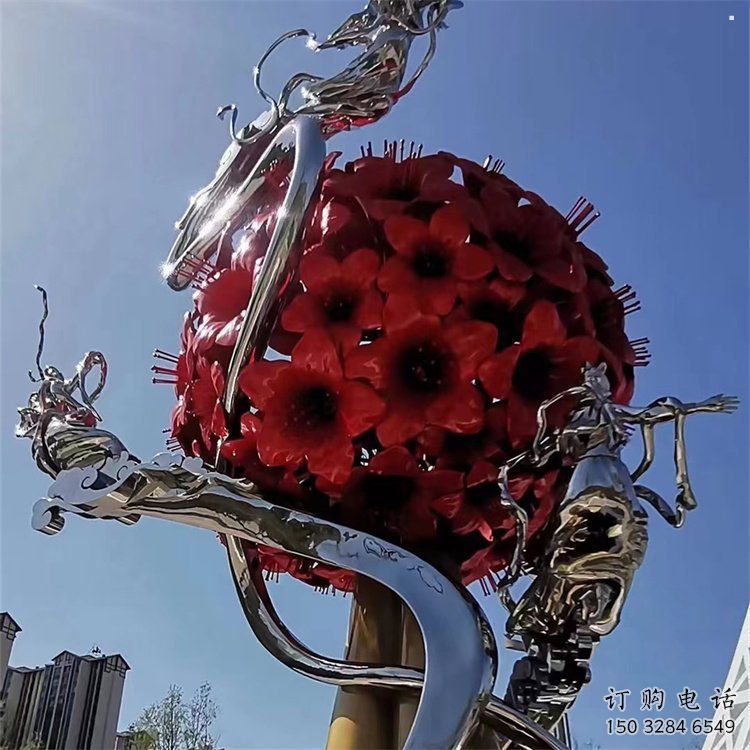 花球雕塑制作，鍛造工藝，不銹鋼花球雕塑選用