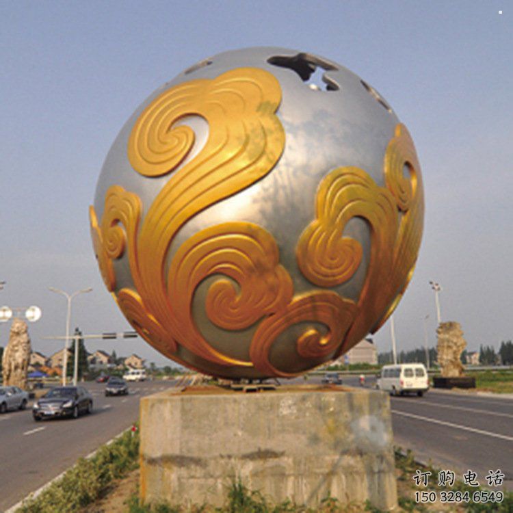 花紋球雕塑廠，景觀雕塑，不銹鋼花紋球雕塑制作承接