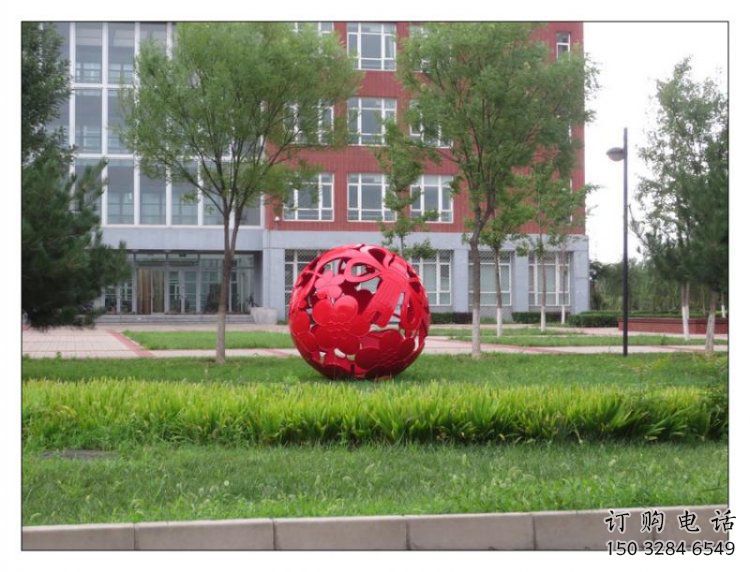 大型花紋球雕塑選用，陸地擺件，不銹鋼花紋球雕塑廠家