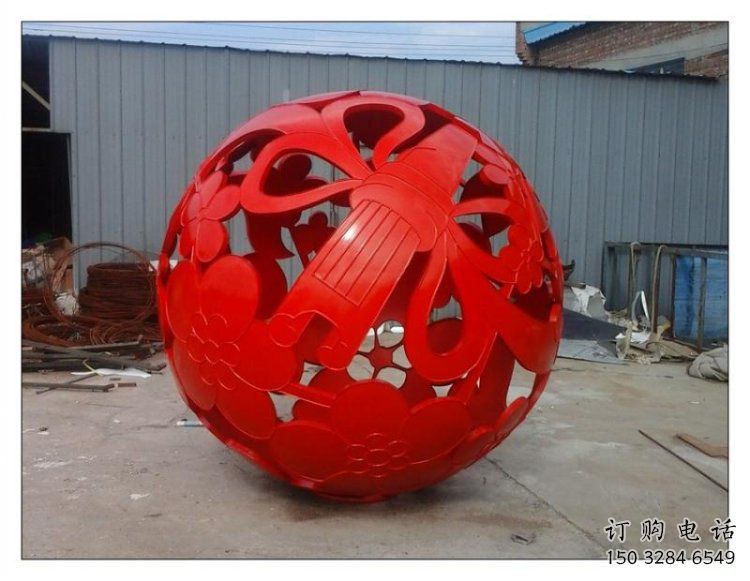 花紋球雕塑廠家，小區(qū)雕塑，不銹鋼花紋球雕塑點(diǎn)擊