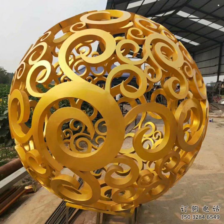 花紋球雕塑定制，城市裝飾，不銹鋼花紋球雕塑承接