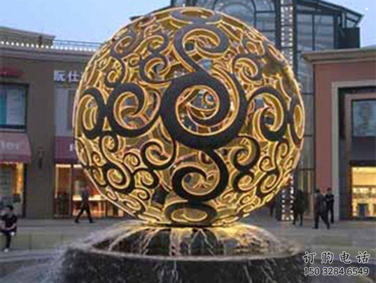 花紋球雕塑制造，中式工藝，不銹鋼花紋球雕塑制造