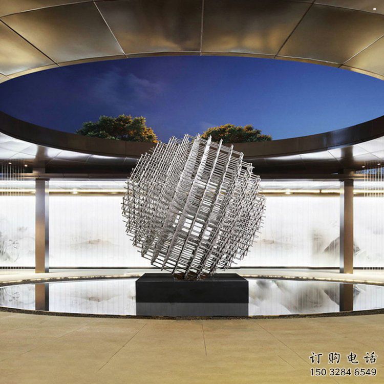 鏤空球雕塑擺件，室外軟裝，異形鏤空球雕塑定制