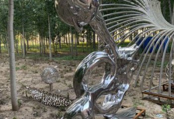 浪花雕塑制造，美陳雕塑，鏡面浪花天壺雕塑展品