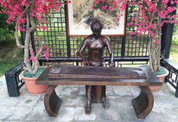 彈古箏雕塑廠家，景觀概念，民俗人物雕塑通用