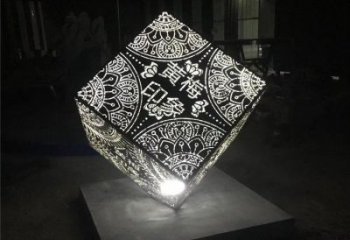 魔方雕塑定做，公園小品，燈光魔方雕塑點擊