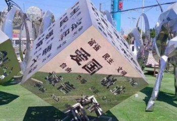 大型魔方雕塑預(yù)定，戶外雕塑，不銹鋼魔方雕塑特供