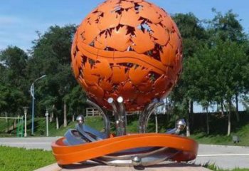 鏤空球雕塑指用，白鋼構件，烤漆鏤空球雕塑提供