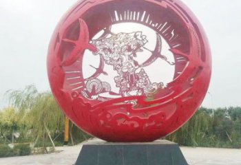 空心球雕塑定制，市標雕塑，鏤空空心球雕塑定做廠家