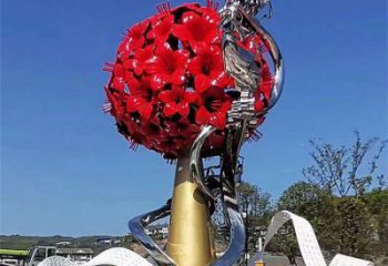 大型花球雕塑制造，透雕系列，不銹鋼花球雕塑承接