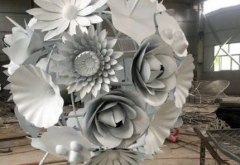 花球雕塑廠家，小區擺件，不銹鋼花球雕塑訂做
