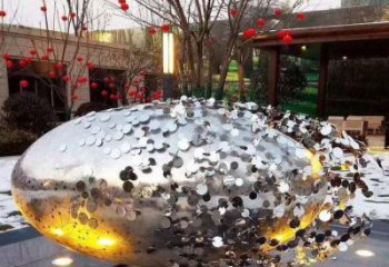 花紋球雕塑精選，陸地擺件，不銹鋼花紋球雕塑展品