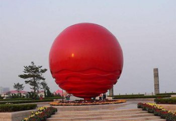 繡球雕塑供求，村標概念，烤漆繡球雕塑通用