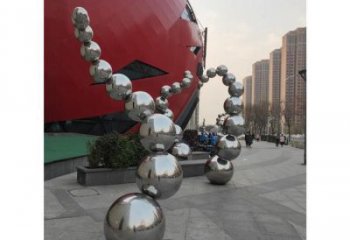 原子球雕塑定做，村標(biāo)概念，不銹鋼原子球雕塑廠家