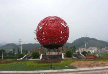 圓球雕塑訂做，街道標識，烤漆圓球雕塑定做