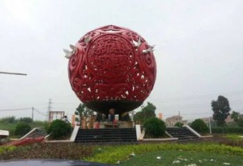 圓球雕塑服務商，街道標識，景觀烤漆圓球雕塑定制