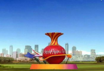 花瓶雕塑定價，街頭雕塑，烤漆玻璃鋼花瓶雕塑定價