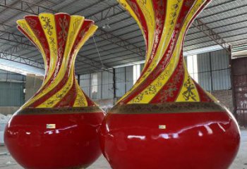 花瓶雕塑觀賞型，公園小品，景觀玻璃鋼花瓶雕塑常用