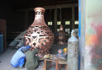 銅花瓶雕塑精選，室外軟裝，抽象銅花瓶雕塑廠家