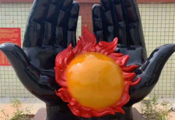 火球雕塑選用，仿銅系列，現代手托火球雕塑優價