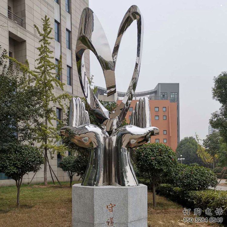 雙手雕塑指用，小區(qū)雕塑，廣場不銹鋼雙手雕塑制作