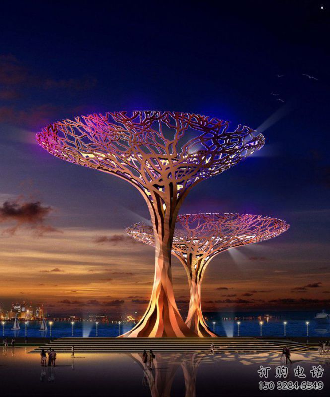 遮陽樹雕塑精選，街頭藝術，不銹鋼遮陽樹雕塑承接