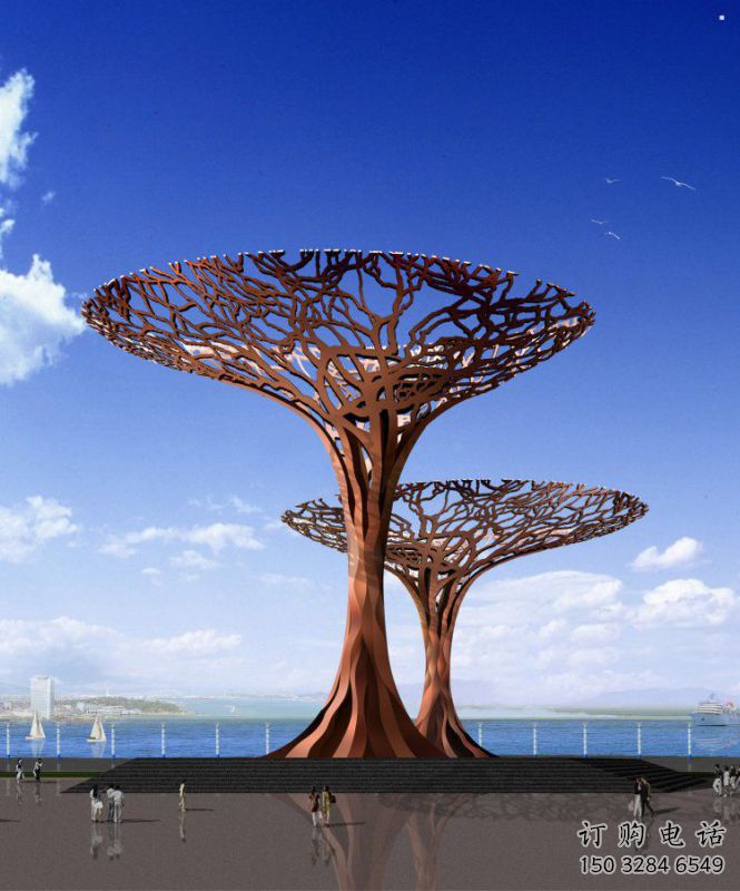 遮陽樹雕塑選用，美陳雕塑，不銹鋼遮陽樹雕塑標準