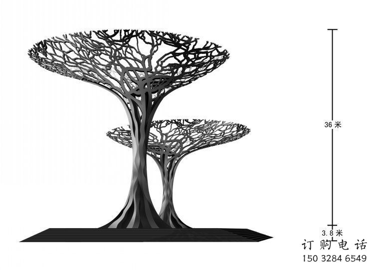 遮陽樹雕塑制造商，酒店擺件，不銹鋼遮陽樹雕塑定制