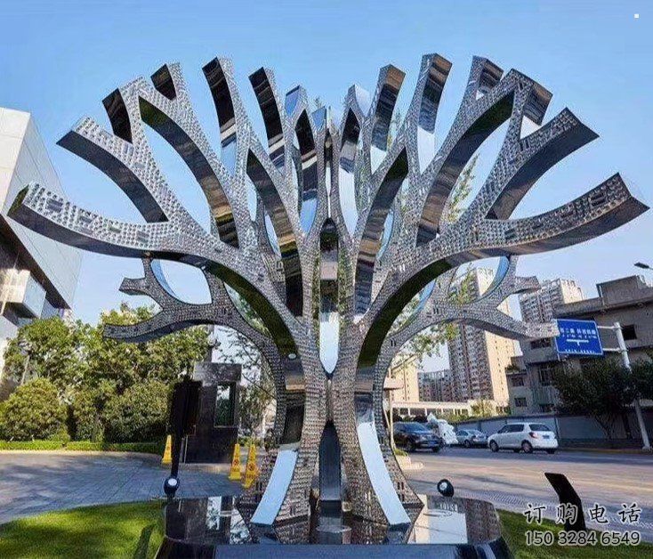 遮陽樹雕塑通用，街道標識，不銹鋼鏤空遮陽樹雕塑承接
