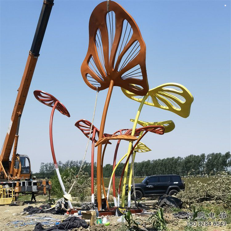 芭蕉葉雕塑系列，城市裝飾，彩色不銹鋼芭蕉葉雕塑優選
