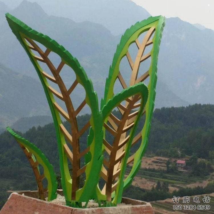 樹(shù)葉雕塑定做，公園小品，戶外烤漆樹(shù)葉雕塑廠家
