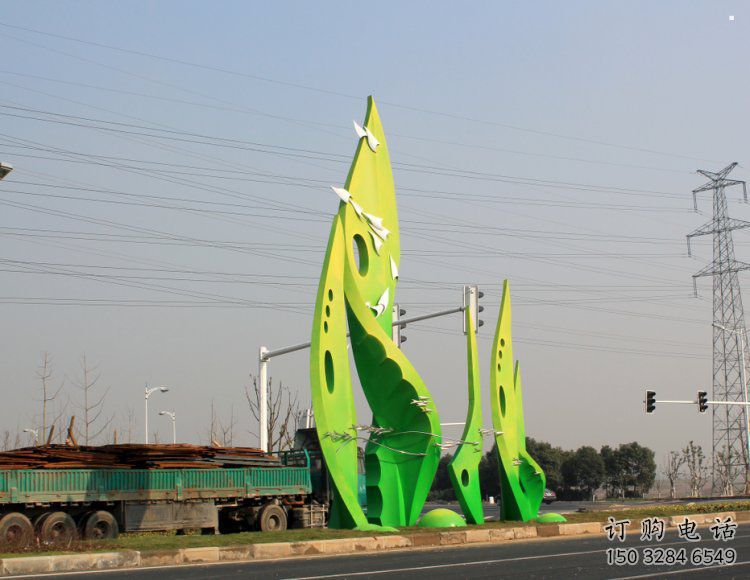 樹葉雕塑選用，建筑標識雕塑，烤漆樹葉雕塑廠家