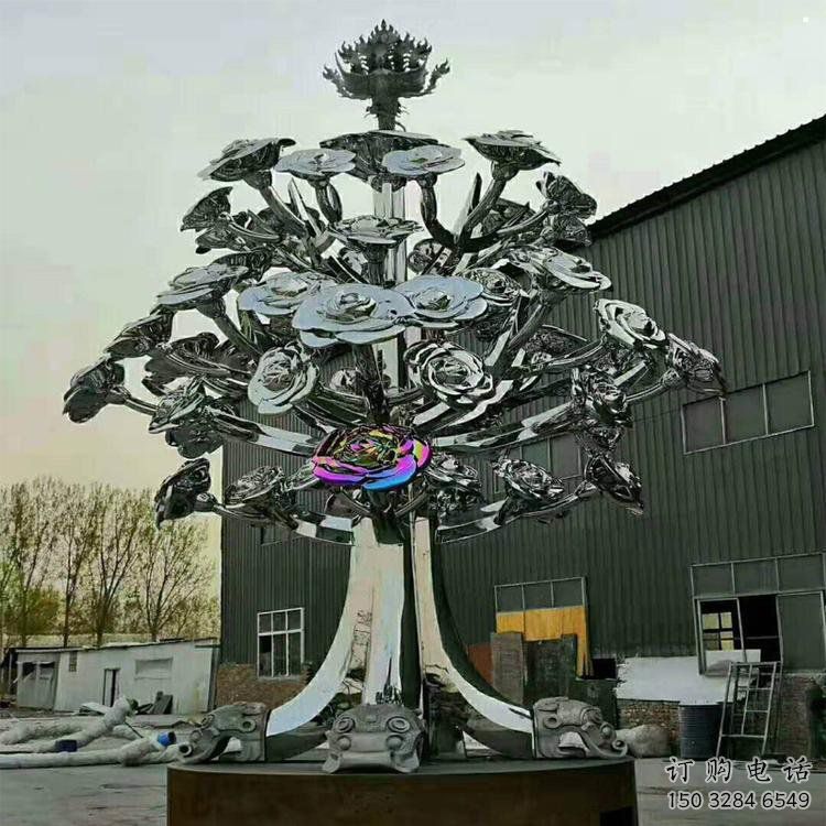 花樹雕塑工廠，廣場雕塑，不銹鋼花樹雕塑點擊
