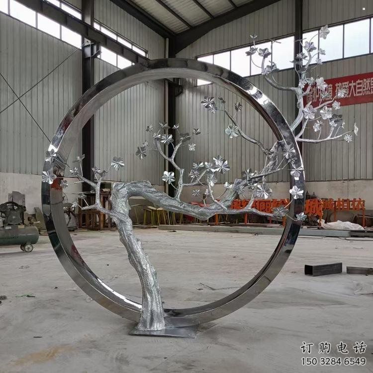 梅花樹雕塑制造，城區小品，不銹鋼梅花樹雕塑提供