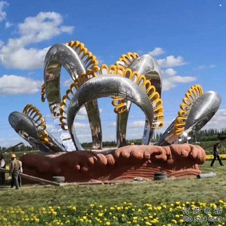 四葉草雕塑指用，中式工藝，不銹鋼四葉草雕塑指用