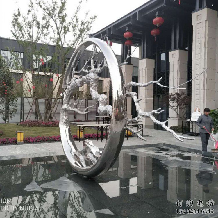 圓環(huán)樹雕塑定制，市標(biāo)雕塑，不銹鋼圓環(huán)樹雕塑定做