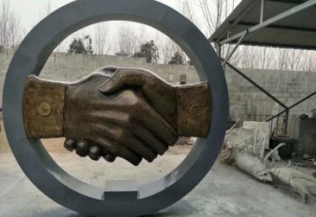 握手雕塑觀賞型，戶外擺放，不銹鋼握手雕塑廠家