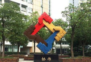 握手雕塑指用，多彩藝術(shù)，景觀不銹鋼握手雕塑廠家