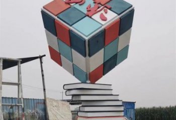 疊書雕塑工廠選用，街道標(biāo)識(shí)，不銹鋼疊書雕塑制作