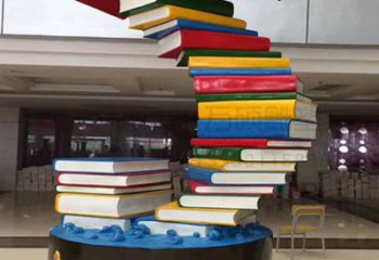 室內(nèi)書籍雕塑，拉絲景觀雕塑，抽象效果