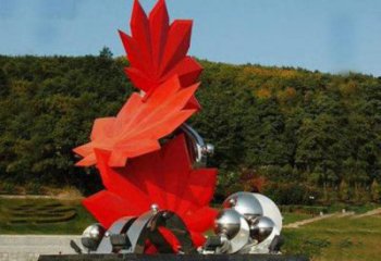 楓葉雕塑供需，廣場雕塑，不銹鋼楓葉雕塑選用