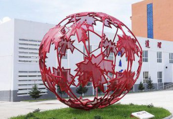 楓葉雕塑精選，陸地擺件，公園烤漆楓葉雕塑廠家