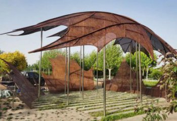 鏤空楓葉雕塑精選，露天雕塑，鐵藝楓葉雕塑訂做廠家