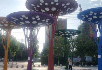 遮陽樹雕塑選用，美陳雕塑，不銹鋼遮陽樹雕塑展示
