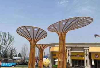 遮陽樹雕塑制作，村標概念，不銹鋼遮陽樹雕塑廠